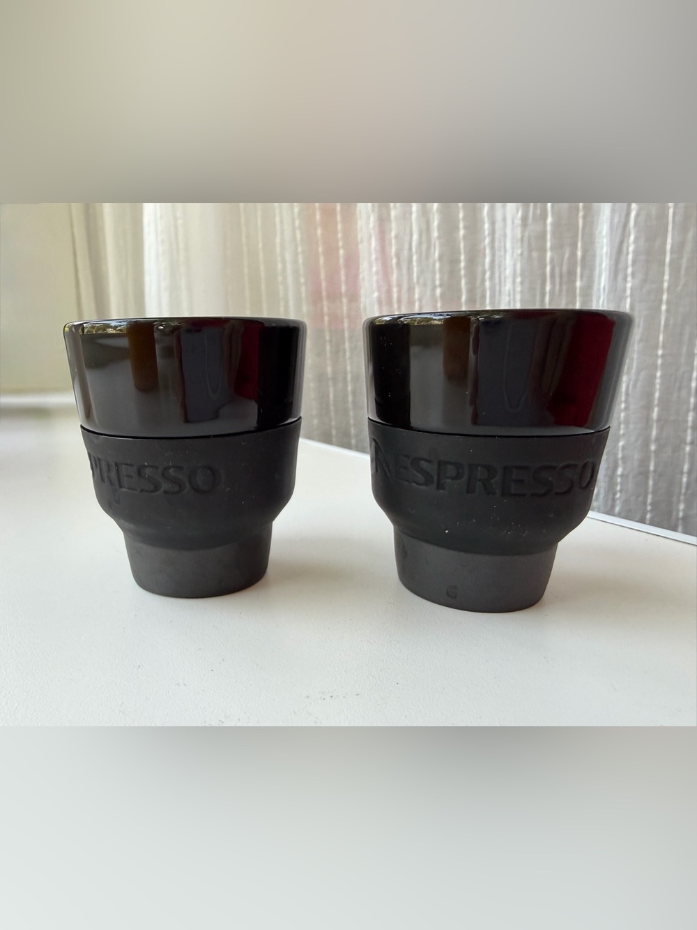 Nespresso TOUCH Espresso 2 Cups Black Porcelain Silicone Geckeler Michels Mugs